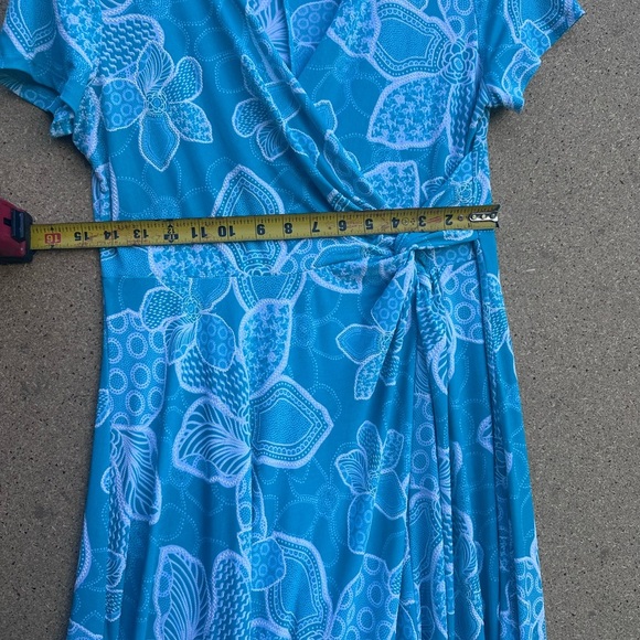 Blue Flutter Sleeve V-Neck Sundress Perceptions Size Medium - Picture 3 of 9